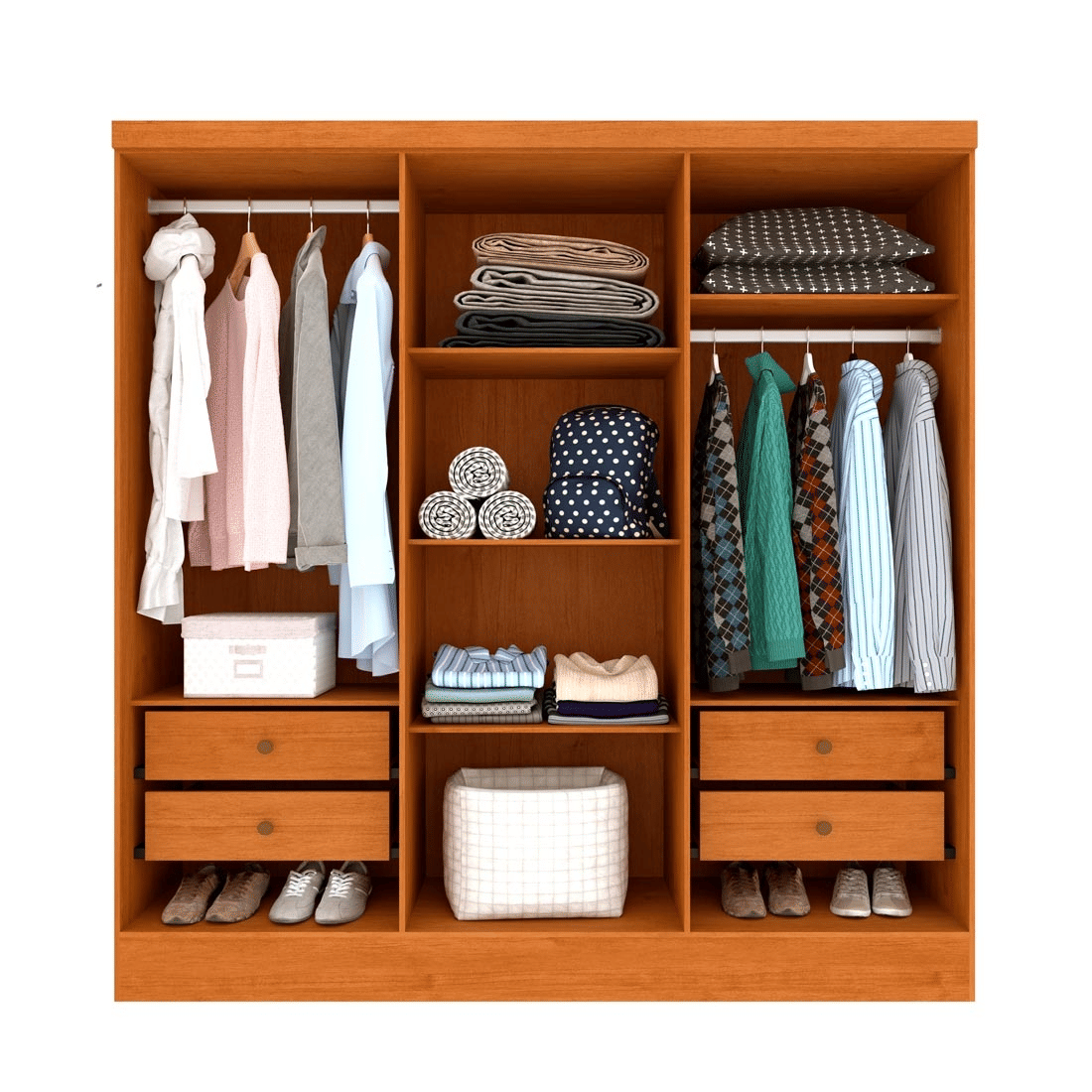 Guarda-roupa Casal Alice 6 Portas 4 Gavetas 180cm Tcil - Cinamomo/Off White