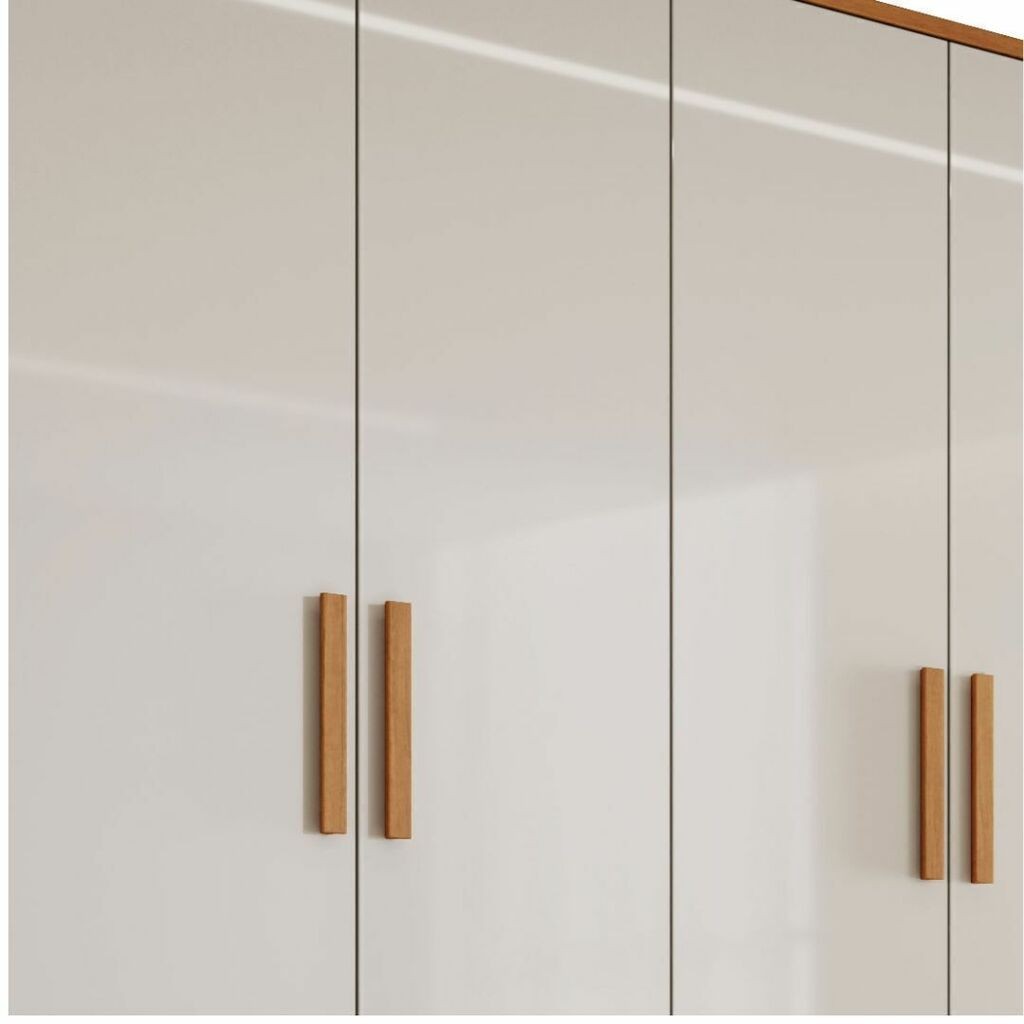 Guarda-Roupa Casal Em MDF 6 Portas Bianchi Nina Naturall/Off White Guarda-Roupa Casal Em MDF 6 Portas Bianchi Nina Naturall/Off White