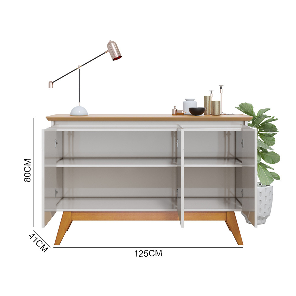 Buffet para Sala 3 Portas Imcal Classic Off White/Nature Buffet para Sala 3 Portas Imcal Classic Off White/Nature