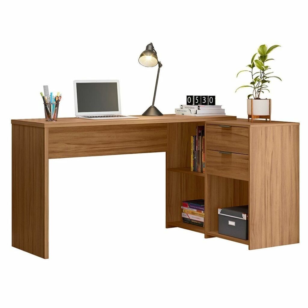 Mesa de Escritório Canto em L Articulada com 2 Gavetas Notável Oficce NT2060 Freijó Mesa de Escritório Canto em L Articulada com 2 Gavetas Notável Oficce NT2060 Freijó