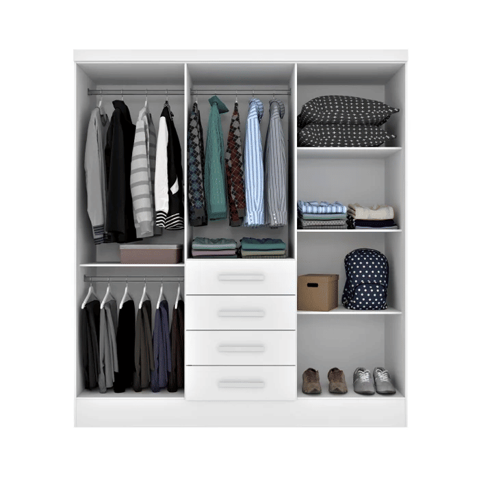 Guarda-Roupa Casal com Espelho, 6 Portas Tcil Móveis Arizona Branco Guarda-Roupa Casal com Espelho, 6 Portas Tcil Móveis Arizona Branco