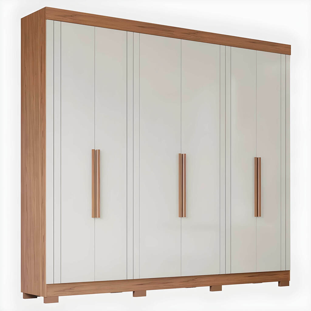 Guarda-Roupa Casal 100% MDF 6 Portas Panan Móveis Cecilia Cinamomo/Off White Guarda-Roupa Casal 100% MDF 6 Portas Panan Móveis Cecilia Cinamomo/Off White