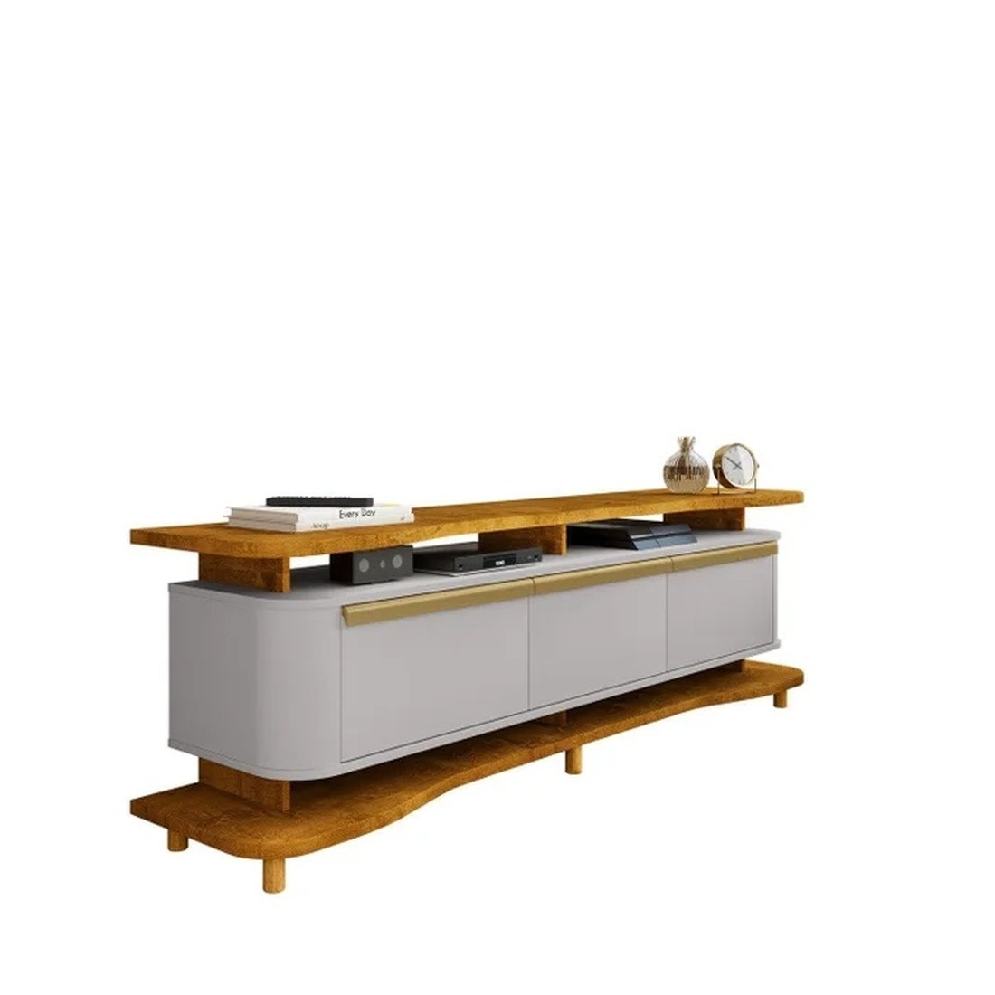 Rack para TV até 75 Polegadas Guarapari 3 Portas Naturalle/Off White - Móveis Bechara Rack para TV até 75 Polegadas Guarapari 3 Portas Naturalle/Off White - Móveis Bechara