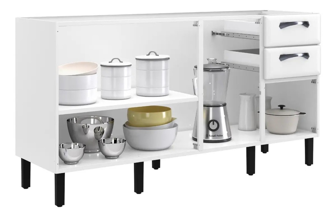 Balcão Itatiaia 4 Portas 2 Gavetas Sem Tampo New Premium 160cm Branco Balcão Itatiaia 4 Portas 2 Gavetas Sem Tampo New Premium 160cm Branco