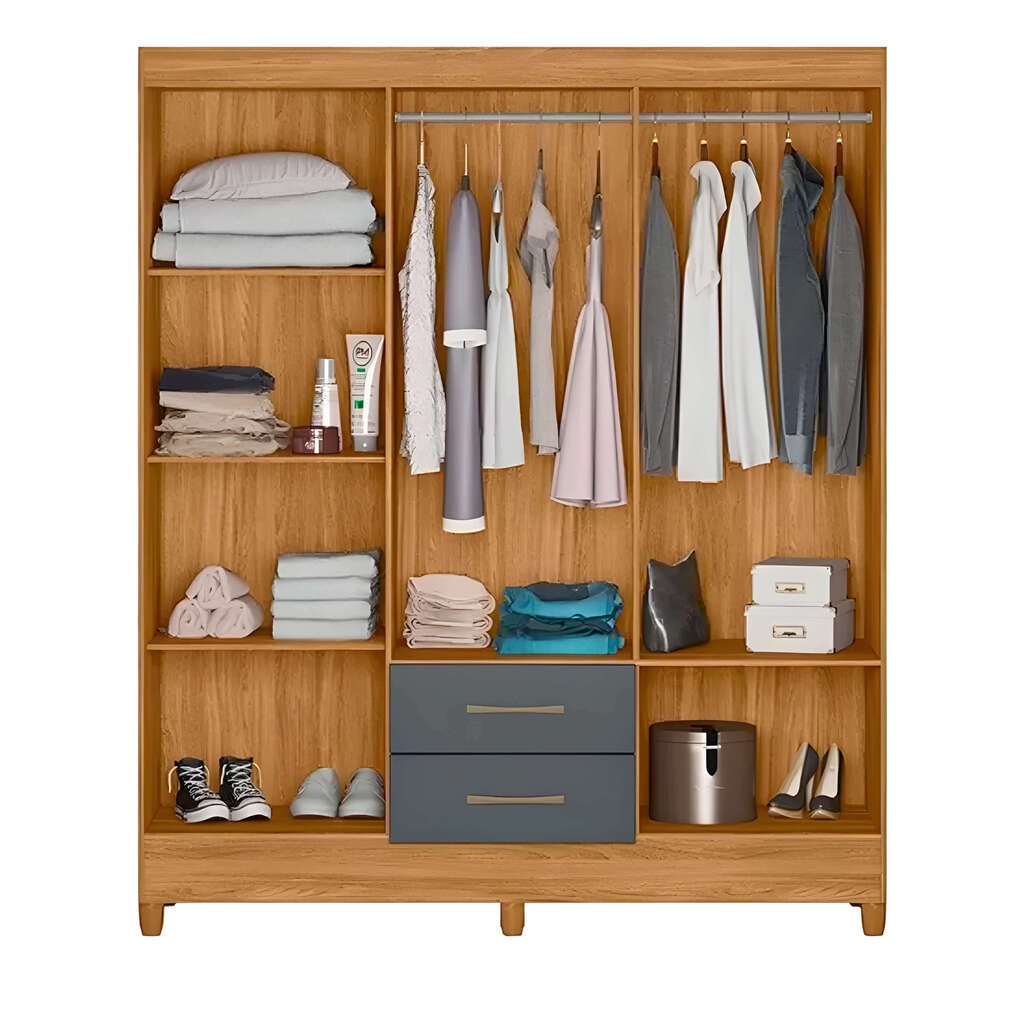 Guarda-Roupa Solteiro 6 Portas Panamá Freijó/Cinza - Moval Guarda-Roupa Solteiro 6 Portas Panamá Freijó/Cinza - Moval