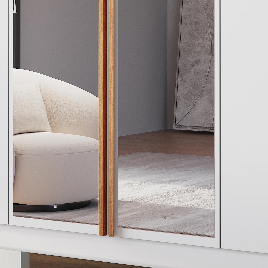 Guarda Roupa Casal Master 240 6 Portas, com Espelho, 100% MDF cor Branco-Nature Bianchi Guarda Roupa Casal Master 240 6 Portas, com Espelho, 100% MDF cor Branco-Nature Bianchi