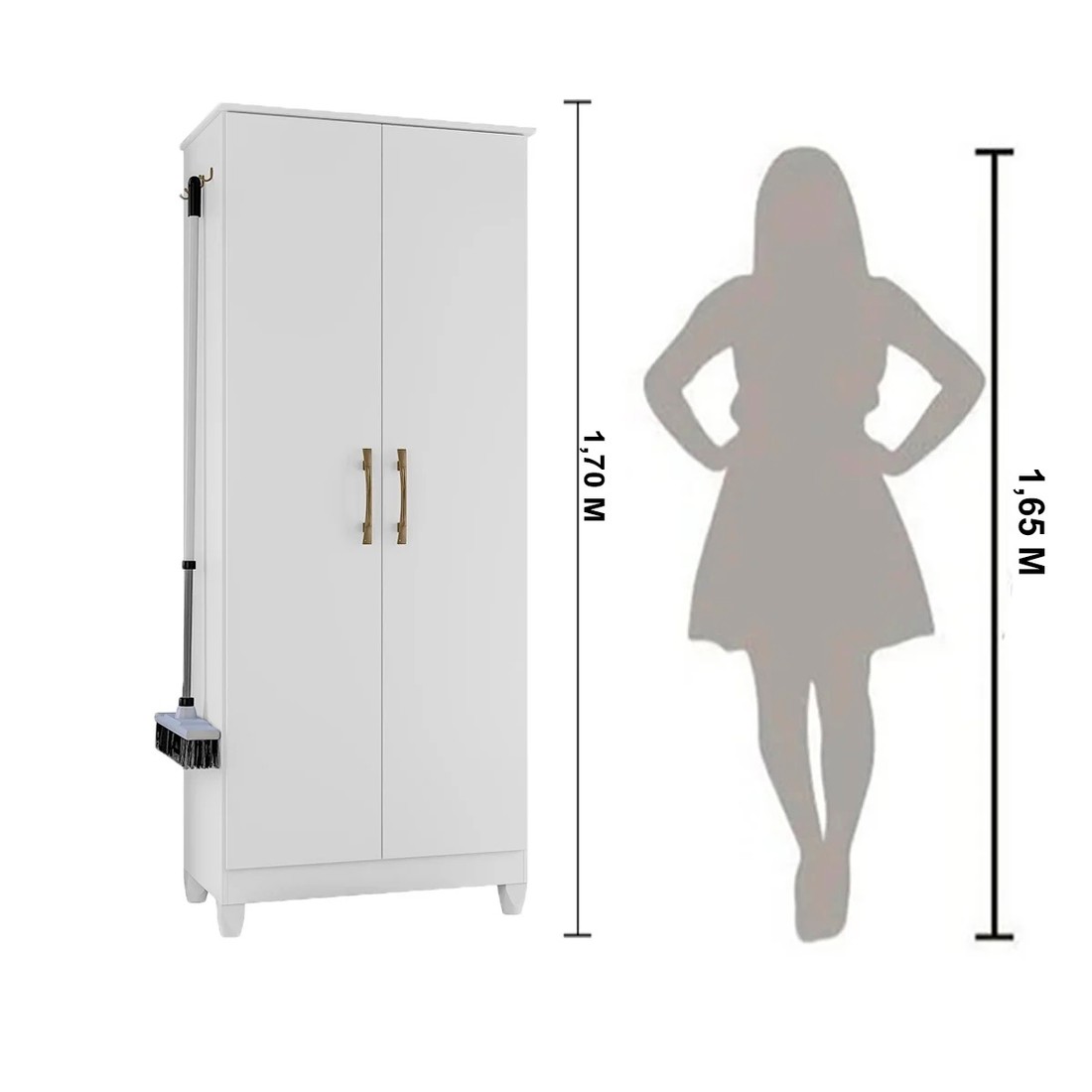 Armário Multiuso Jade 70cm 2 Portas Branco Moval  Armário Multiuso Jade 70cm 2 Portas Branco Moval