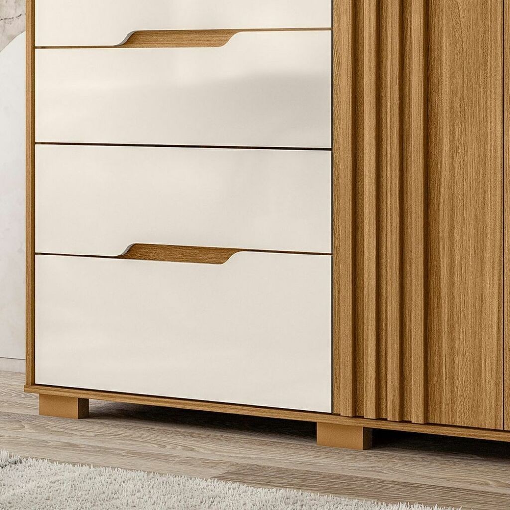 Cômoda com Sapateira Texas 4 Gavetas e 2 portas Freijo/Off White - Moval Cômoda com Sapateira Texas 4 Gavetas e 2 portas Freijo/Off White - Moval