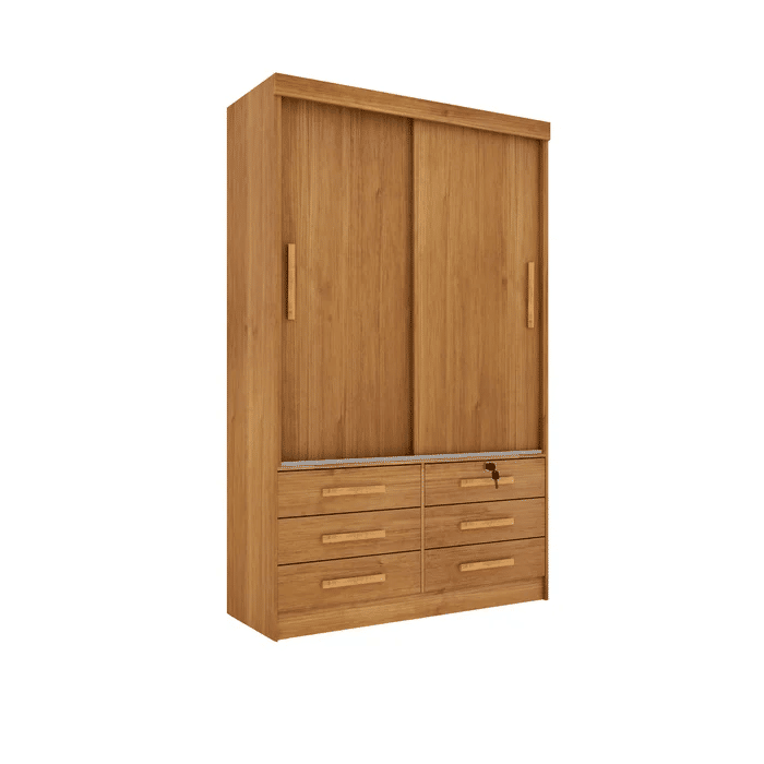 Guarda-Roupa Solteiro 2 Portas 6 Gavetas Tcil Móveis Chicago Cinamomo Guarda-Roupa Solteiro 2 Portas 6 Gavetas Tcil Móveis Chicago Cinamomo