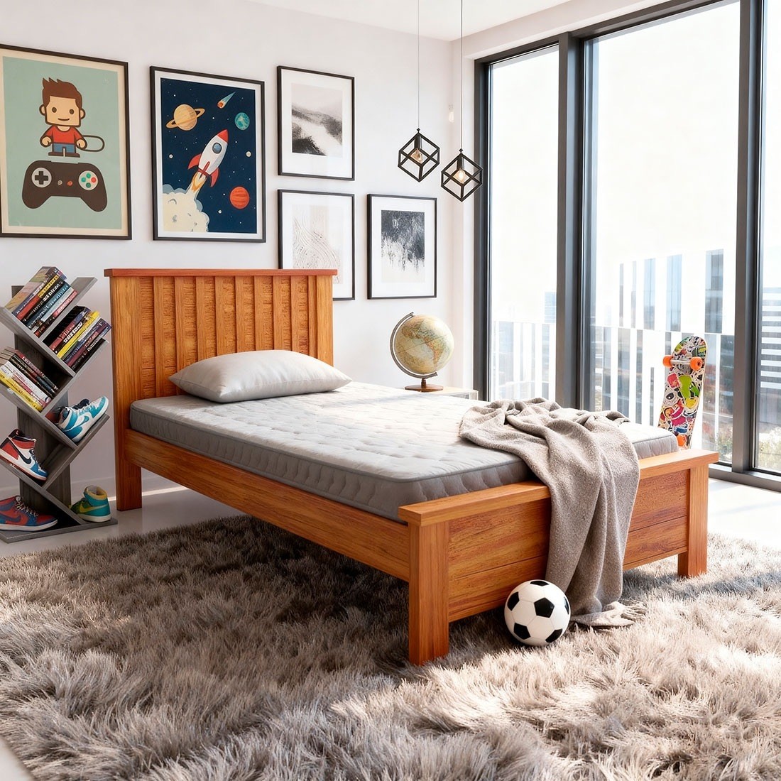 Cama Solteiro Versati 100% MDF Painel Ripado Bom Pastor - Naturall Cama Solteiro Versati 100% MDF Painel Ripado Bom Pastor - Naturall