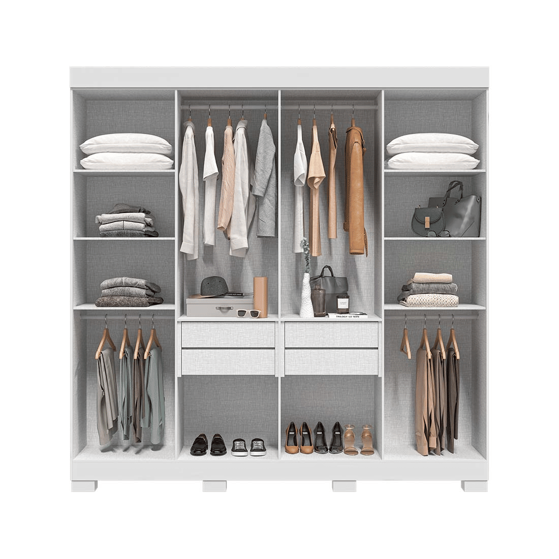 Guarda-Roupa Casal 100% MDF 8 Portas ACP Móveis Hanna Branco