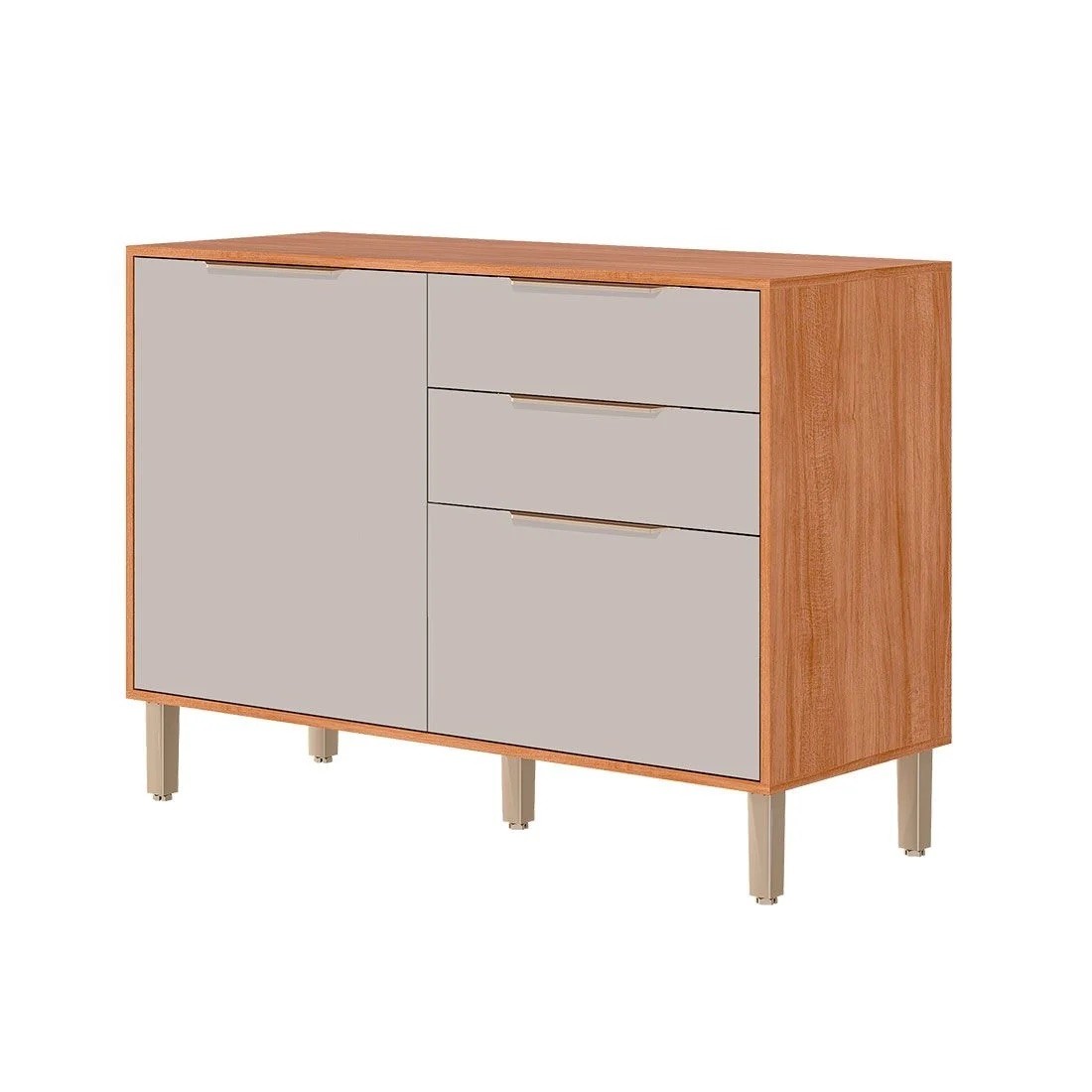 Balcão de Cozinha 100% MDF com Tampo 2 Gav e 2 Portas 120cm - Esplendida/Divina - Cinamomo/Off White - MGM Móveis