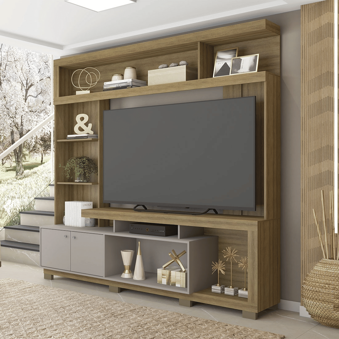 Estante Home para TV até 65 Polegadas Formosa Mel/Cacau Caemmun