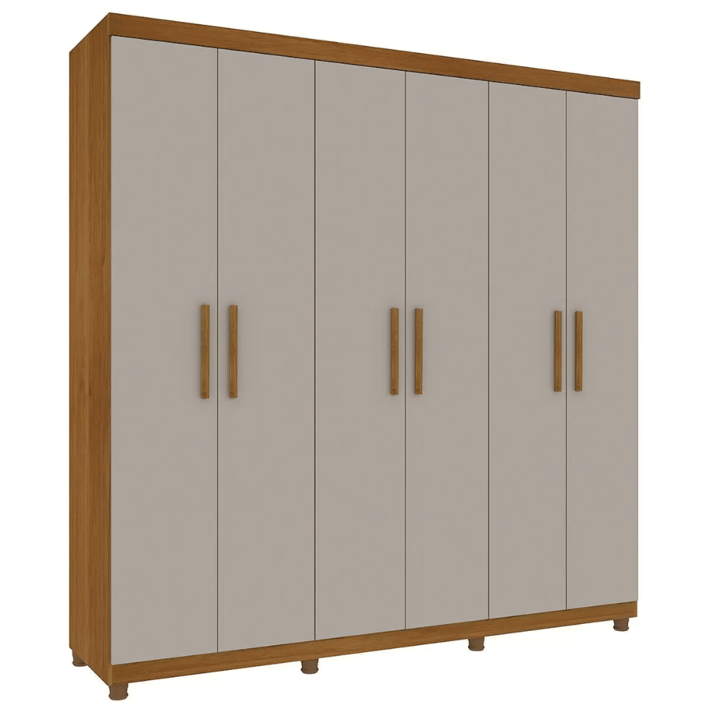 Guarda-Roupa Casal 6 Portas Olimpo Cinamomo/Off White -  Tcil Móveis  Guarda-Roupa Casal 6 Portas Olimpo Cinamomo/Off White -  Tcil Móveis