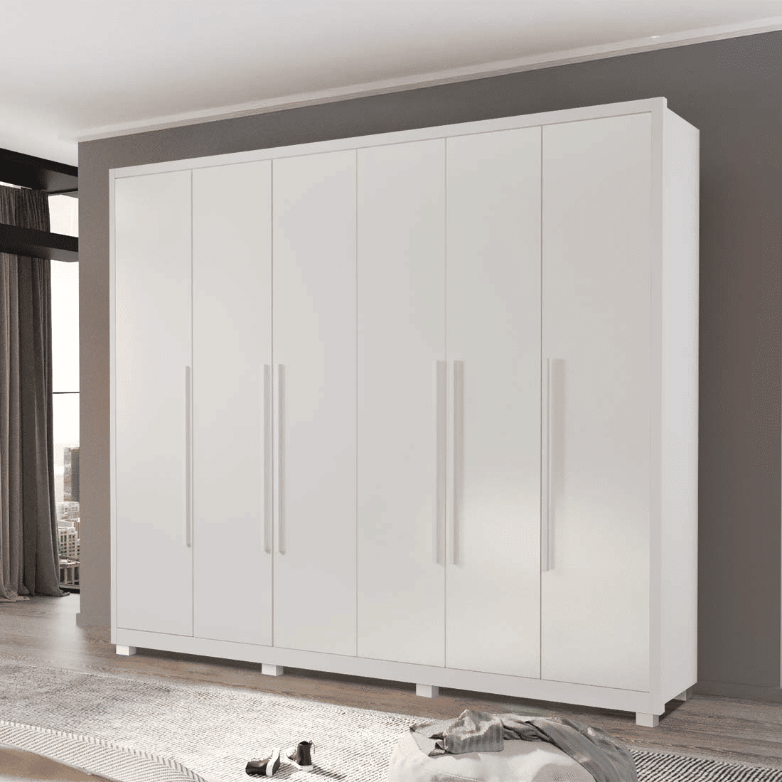 Guarda-Roupa Casal em MDF 6 Portas Bom Pastor Big Mary 2.7 - Branco