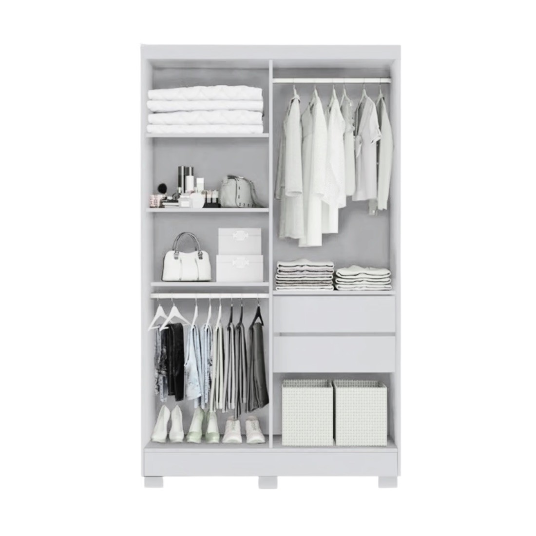Guarda-Roupa Solteiro 100% MDF 4 Portas Sergipe Branco - Bianchi Guarda-Roupa Solteiro 100% MDF 4 Portas Sergipe Branco - Bianchi