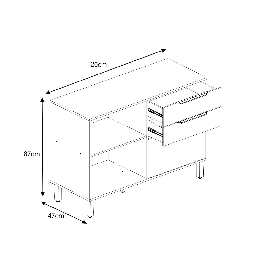 Balcão Esplêndida 120 2 Portas 2 Gavetas 100% MDF MGM Móveis - Cinamomo/Titanio
