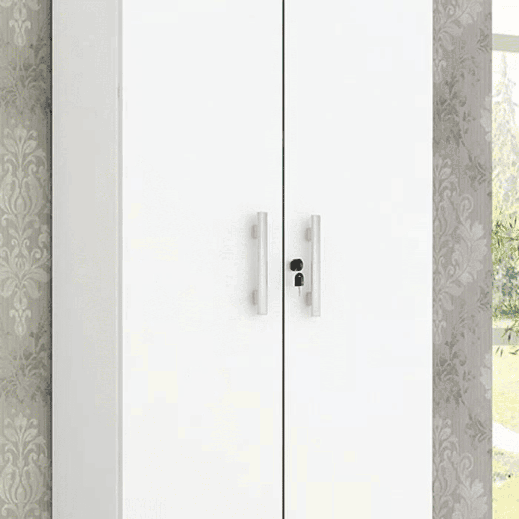 Armário Multiuso 2 Portas 100% MDF com Chave e Pés Branco iris - ACP Móveis Armário Multiuso 2 Portas 100% MDF com Chave e Pés Branco iris - ACP Móveis