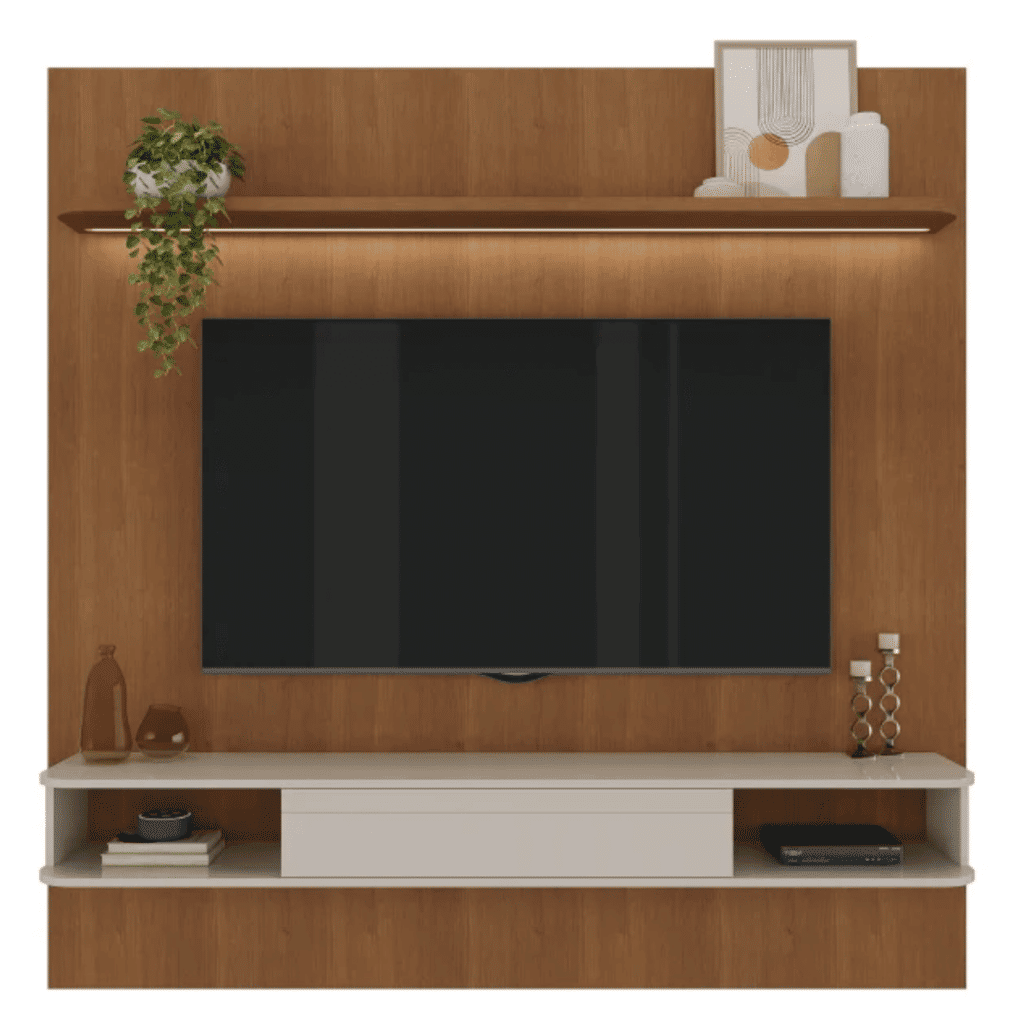 Painel para Tv até 75 Polegadas Belluno 1 Porta e LED Cinamomo/off White Artely Painel para Tv até 75 Polegadas Belluno 1 Porta e LED Cinamomo/off White Artely