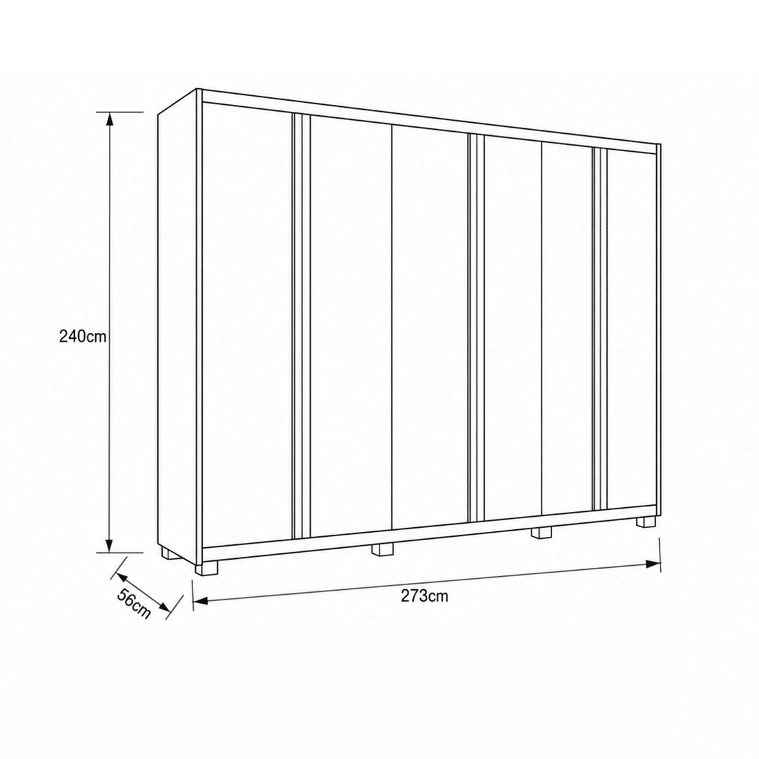 Guarda-roupa Dakota 6 Portas Duplex Casal 100% MDF 273cm - Branco