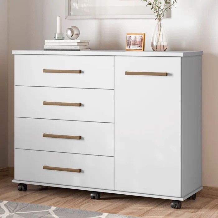 Cômoda Flora Demóbile 4 Gavetas e 1 Porta – Branco Cômoda Flora Demóbile 4 Gavetas e 1 Porta – Branco