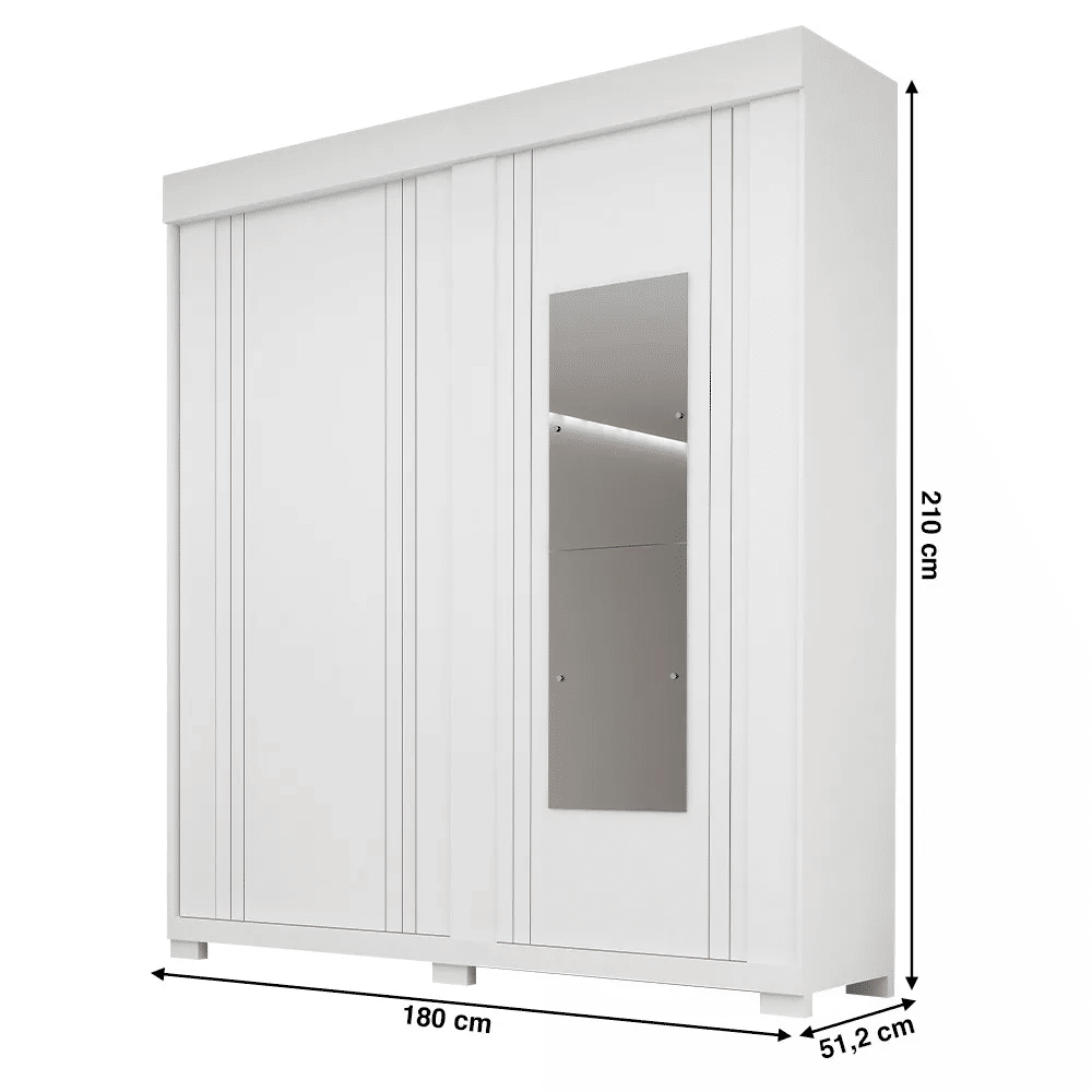 Guarda-Roupa com Espelho Heloisa Prime em MDF 2 Portas Branco - Acp Móveis Guarda-Roupa com Espelho Heloisa Prime em MDF 2 Portas Branco - Acp Móveis