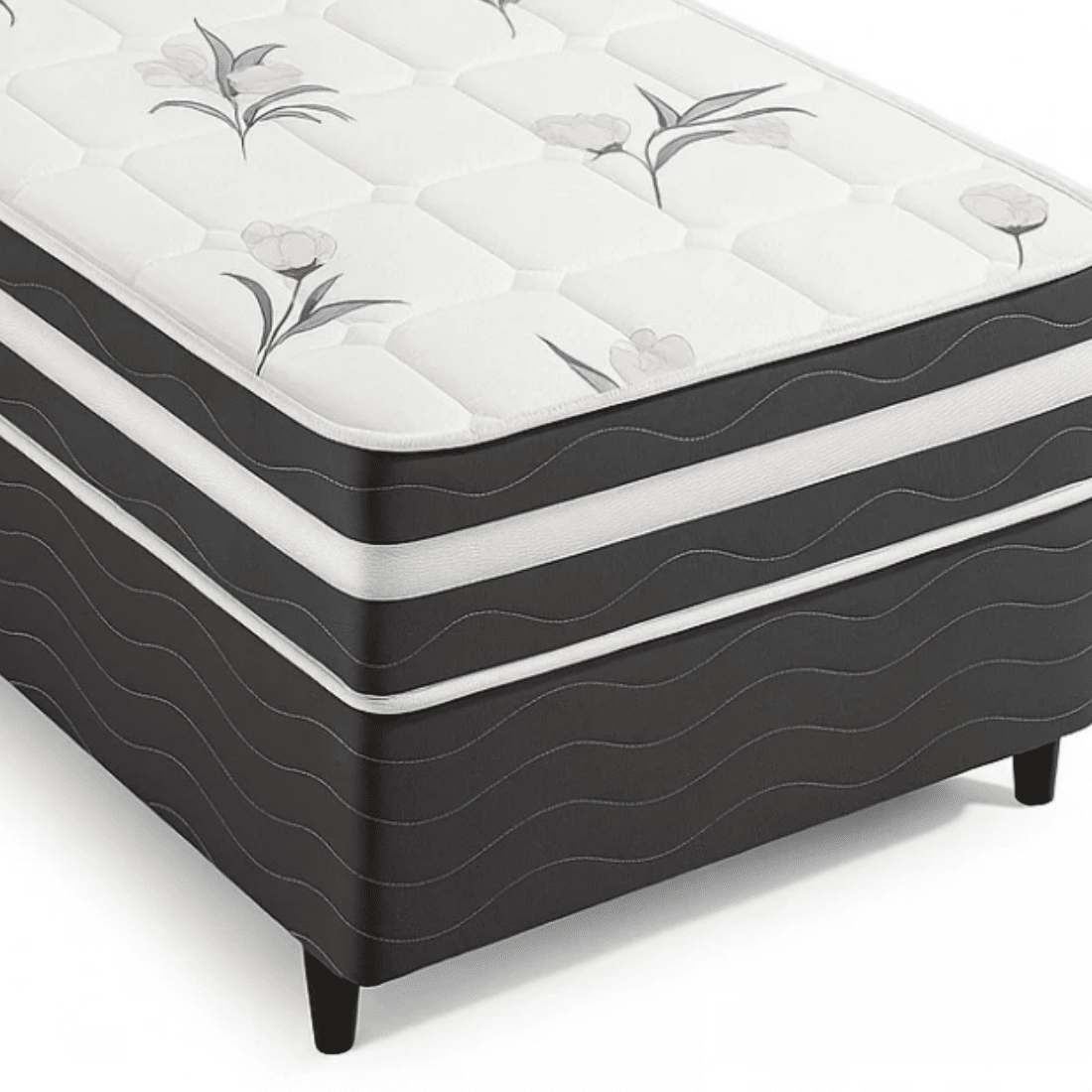 Conjunto Box Viena Solteiro (Base+ Colchão) Molas Ensacadas 88x188x52 Conjunto Box Viena Solteiro (Base+ Colchão) Molas Ensacadas 88x188x52