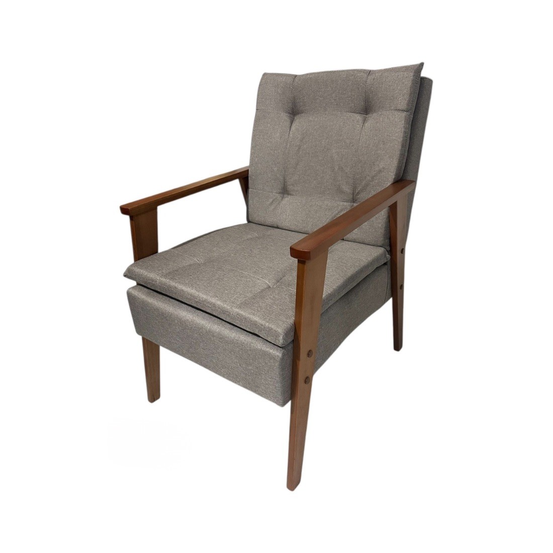 Poltrona Decorativa AZ Linho Marrom Claro Fibra Siliconada Pés Madeira