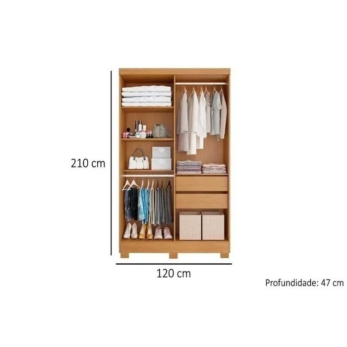 Guarda-Roupa Solteiro 4 Portas Sergipe Nature/Off White - Bianchi  Guarda-Roupa Solteiro 4 Portas Sergipe Nature/Off White - Bianchi