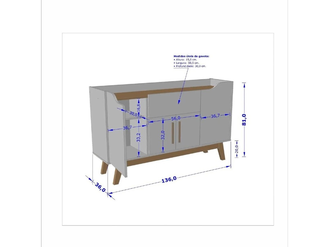 Aparador Buffet Future Off White Cinamomo - Móveis Bechara Aparador Buffet Future Off White Cinamomo - Móveis Bechara
