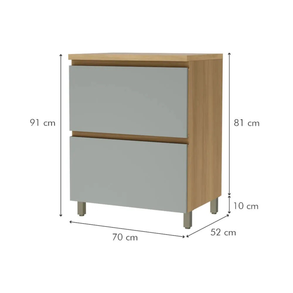 Balcão Nesher Rainha 1 Porta 1 Gaveta 70cm - Verde/Naturale
