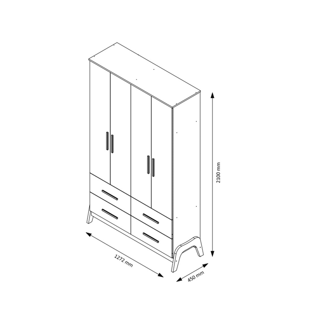 Guarda-Roupa Infantil 100% MDF 4 Portas Moveis Peroba Guti Branco Brilho/Amêndoa Guarda-Roupa Infantil 100% MDF 4 Portas Moveis Peroba Guti Branco Brilho/Amêndoa