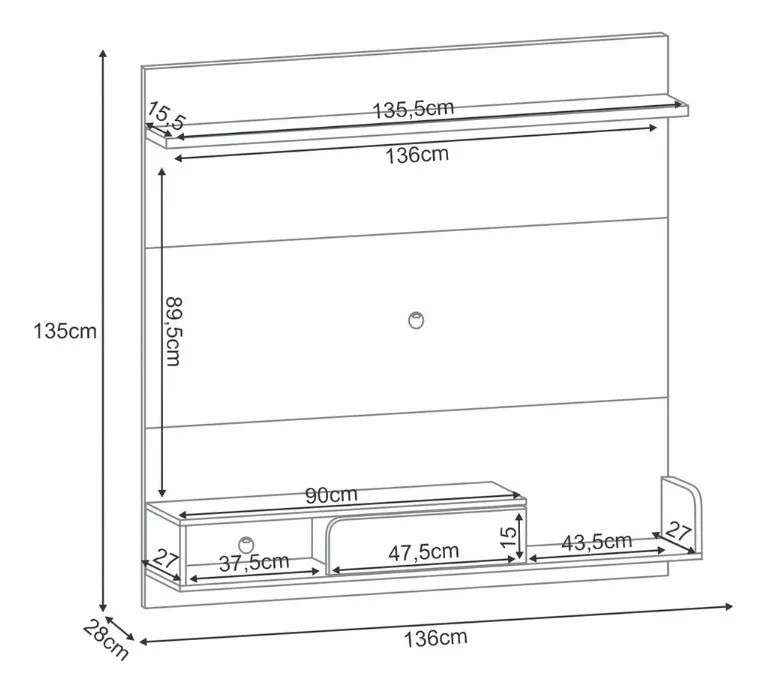 Painel para TV até 55 Polegadas Suspenso Evo 1.36 HB Móveis - Cinamomo/Off White Painel para TV até 55 Polegadas Suspenso Evo 1.36 HB Móveis - Cinamomo/Off White