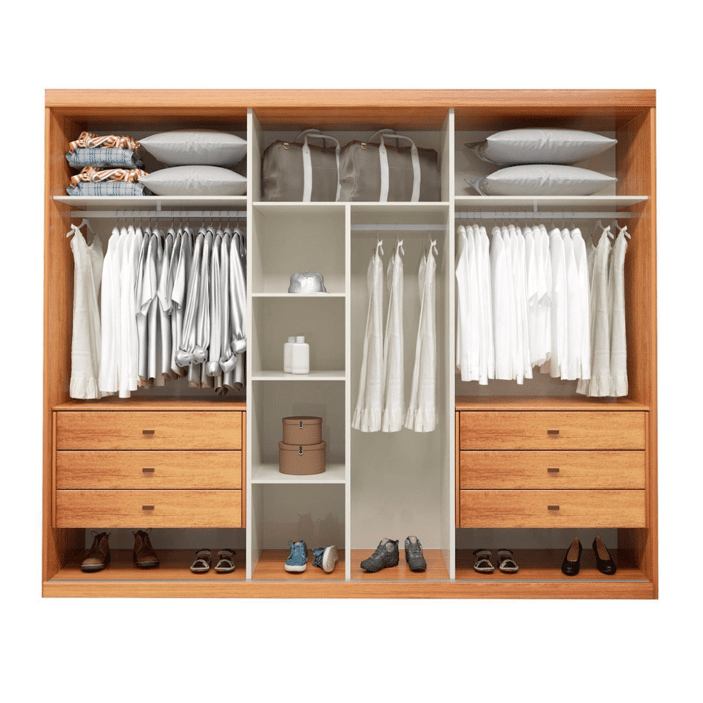 Guarda-Roupa Casal Com Espelho Em MDF 6 Portas, Madrid Boss Ripado Naturalle - Bom Pastor Guarda-Roupa Casal Com Espelho Em MDF 6 Portas, Madrid Boss Ripado Naturalle - Bom Pastor