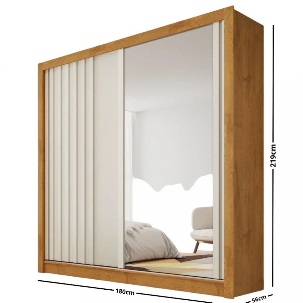 Guarda-roupa 2 Portas 4 Gavetas Lugano 180cm Europa 100% MDF - Peroba/Off White
