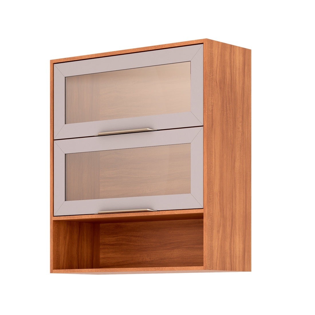 Armário Aéreo Esplendida Cristal 80 2 Portas 100% MDF MGM Móveis - Cinamomo/Of White