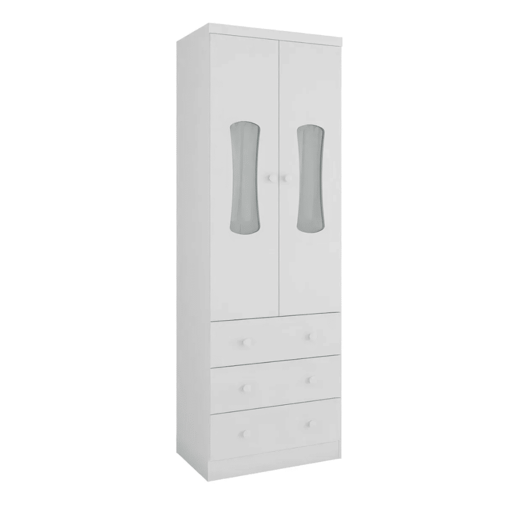 Guarda-Roupa Infantil 2 Portas em MDF Moveis Peroba Luna Branco Brilho Guarda-Roupa Infantil 2 Portas em MDF Moveis Peroba Luna Branco Brilho