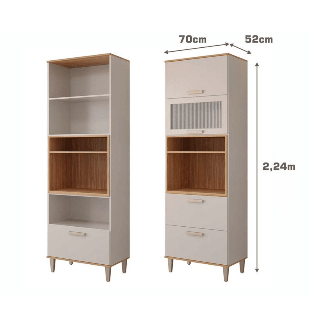 Paneleiro de Cozinha Bella 1 Forno c/1 Gaveta e 3 Portas Basculantes 70 cm Off White/Freijo - MGM Paneleiro de Cozinha Bella 1 Forno c/1 Gaveta e 3 Portas Basculantes 70 cm Off White/Freijo - MGM