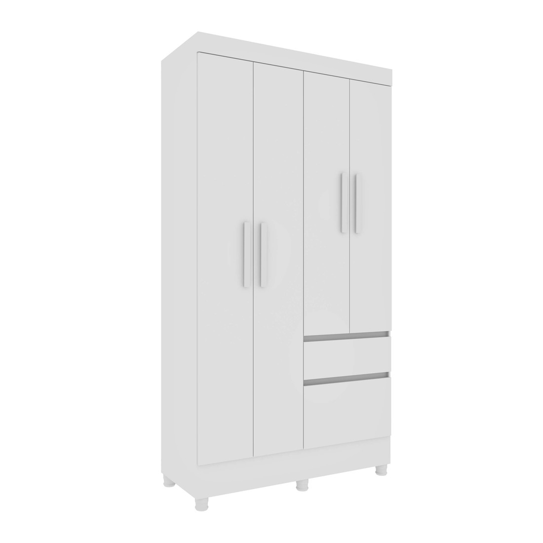 Guarda-Roupa Solteiro 4 Portas 2 Gavetas Oregon Branco - Tcil Móveis  Guarda-Roupa Solteiro 4 Portas 2 Gavetas Oregon Branco - Tcil Móveis