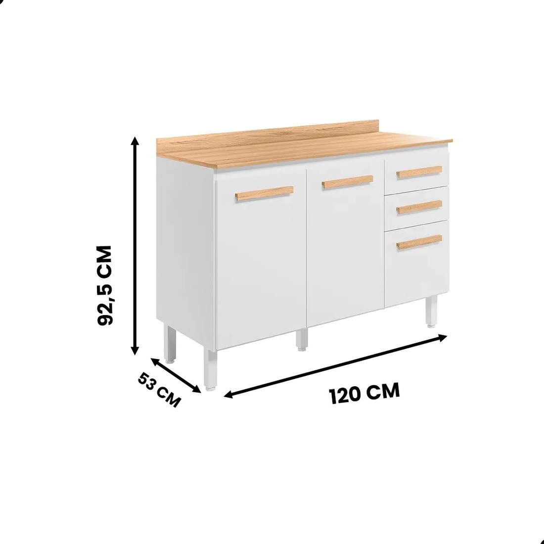 Balcão Nicioli 2 Portas 3 Gavetas Intenza 120cm Branco/Freijó Balcão Nicioli 2 Portas 3 Gavetas Intenza 120cm Branco/Freijó