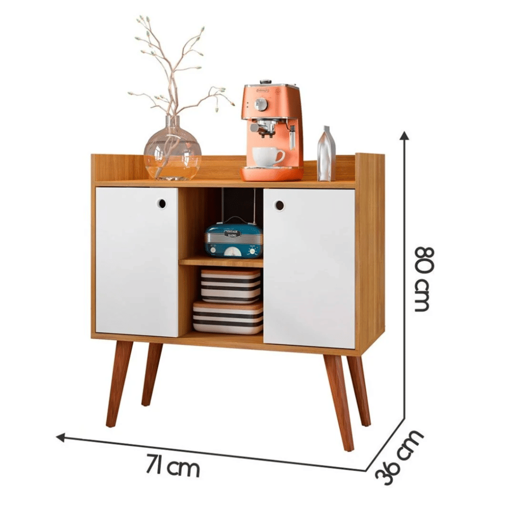 Aparador Cairo com 2 Portas Freijó/Branco - Fiorello Aparador Cairo com 2 Portas Freijó/Branco - Fiorello