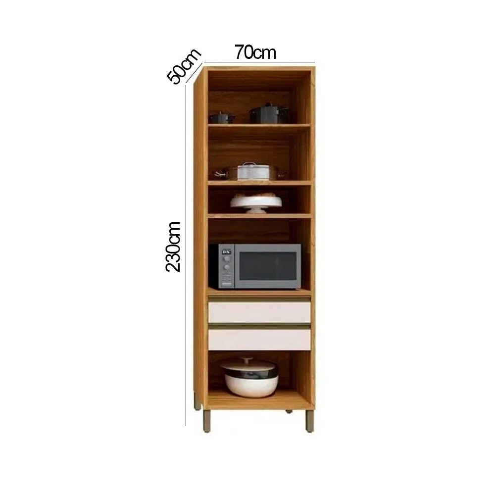 Paneleiro Ronipa 3 Portas 2 Gavetas Para Micro Tempranillo 70cm Amendoa/Off White Paneleiro Ronipa 3 Portas 2 Gavetas Para Micro Tempranillo 70cm Amendoa/Off White