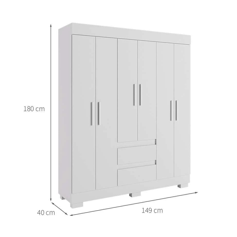 Guarda-Roupa Maya 6 Portas Branco - Acp Móveis