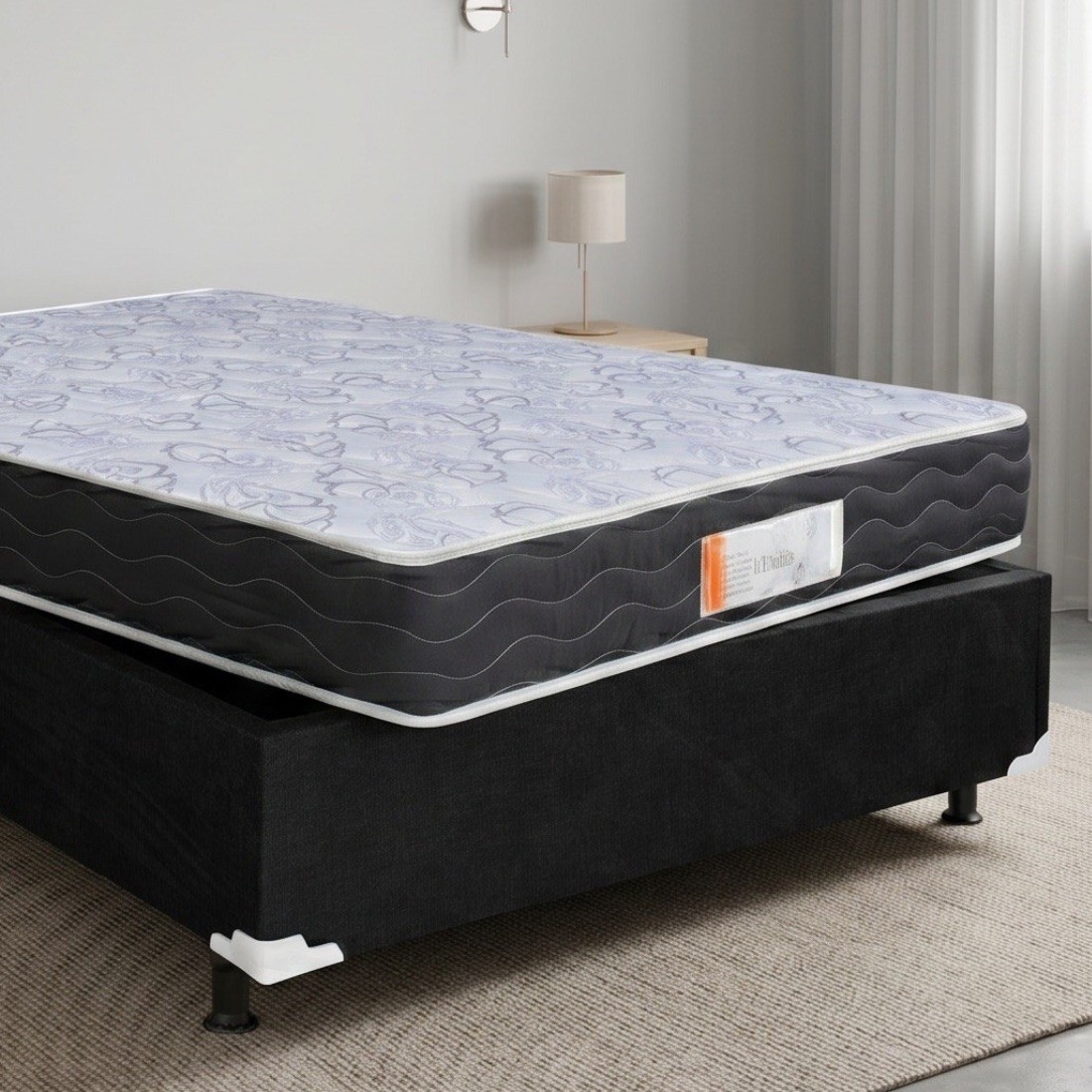 Conjunto Box Casal Colchão D28 Exclusive Topázio + Base Ortolike Suede Preto 138x188cm Conjunto Box Casal Colchão D28 Exclusive Topázio + Base Ortolike Suede Preto 138x188cm