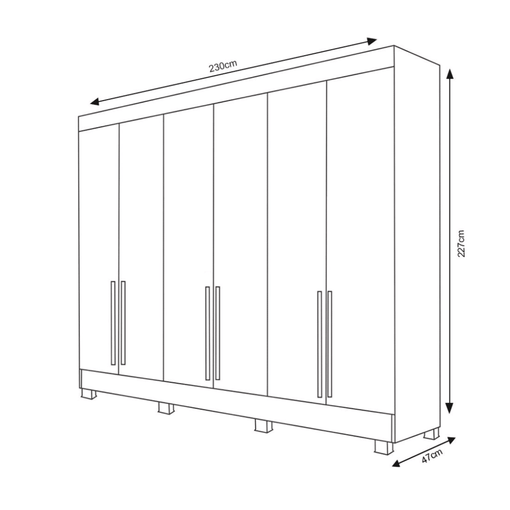 Guarda-Roupa Casal 100% MDF 6 Portas Bianchi, Bianca, Naturall Guarda-Roupa Casal 100% MDF 6 Portas Bianchi, Bianca, Naturall