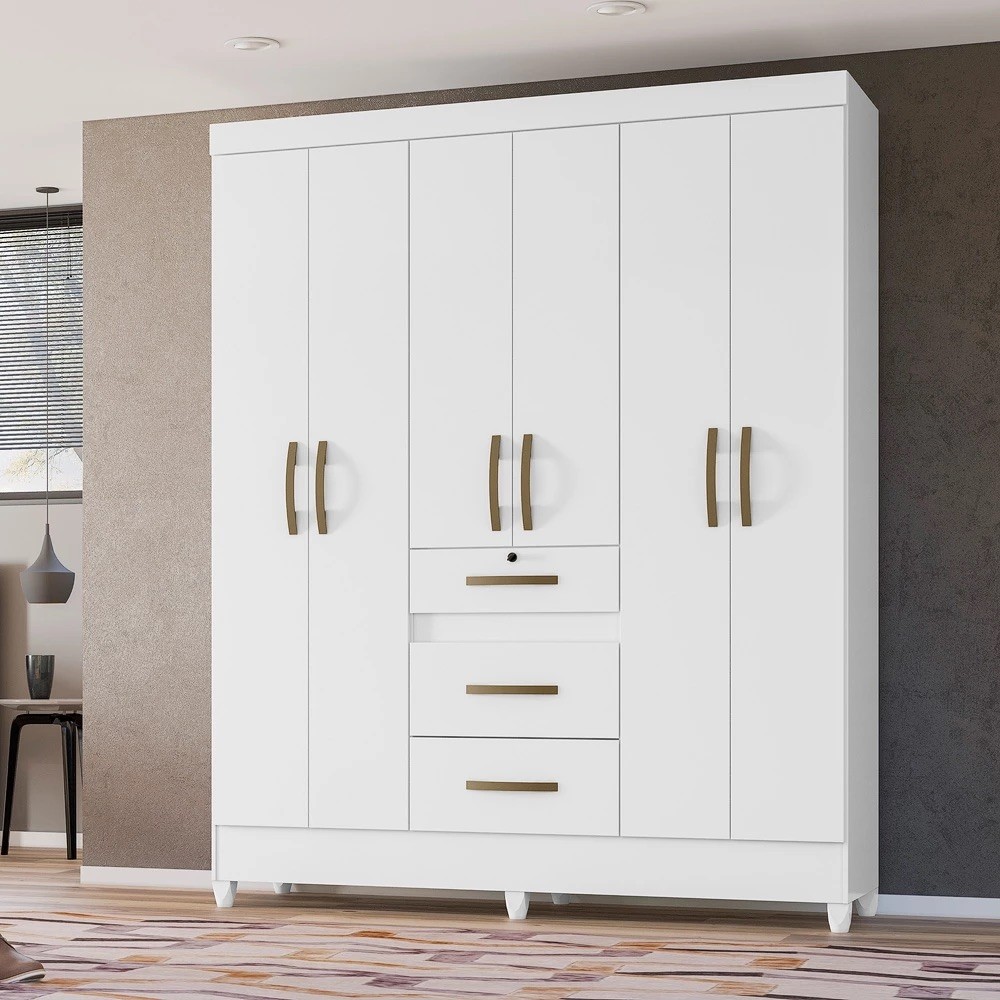 Guarda‑Roupa Casal 6 Portas Itatiba Branco Moval Guarda‑Roupa Casal 6 Portas Itatiba Branco Moval