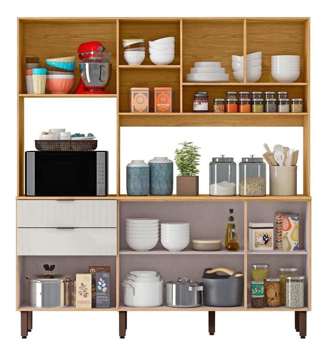 Cozinha Compacta MX Boreal 7 Portas 2 Gavetas 177,9cm Marrocos/Off White