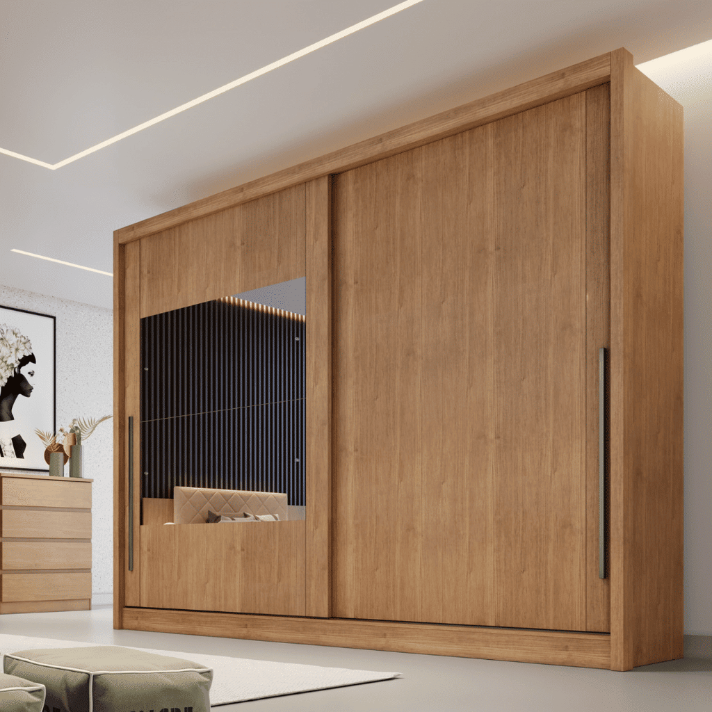 Guarda Roupa Casal com Espelho, 100% MDF, 2 Portas 6 Gavetas, Mônaco - Cumaru - Novo Horizonte Guarda Roupa Casal com Espelho, 100% MDF, 2 Portas 6 Gavetas, Mônaco - Cumaru - Novo Horizonte