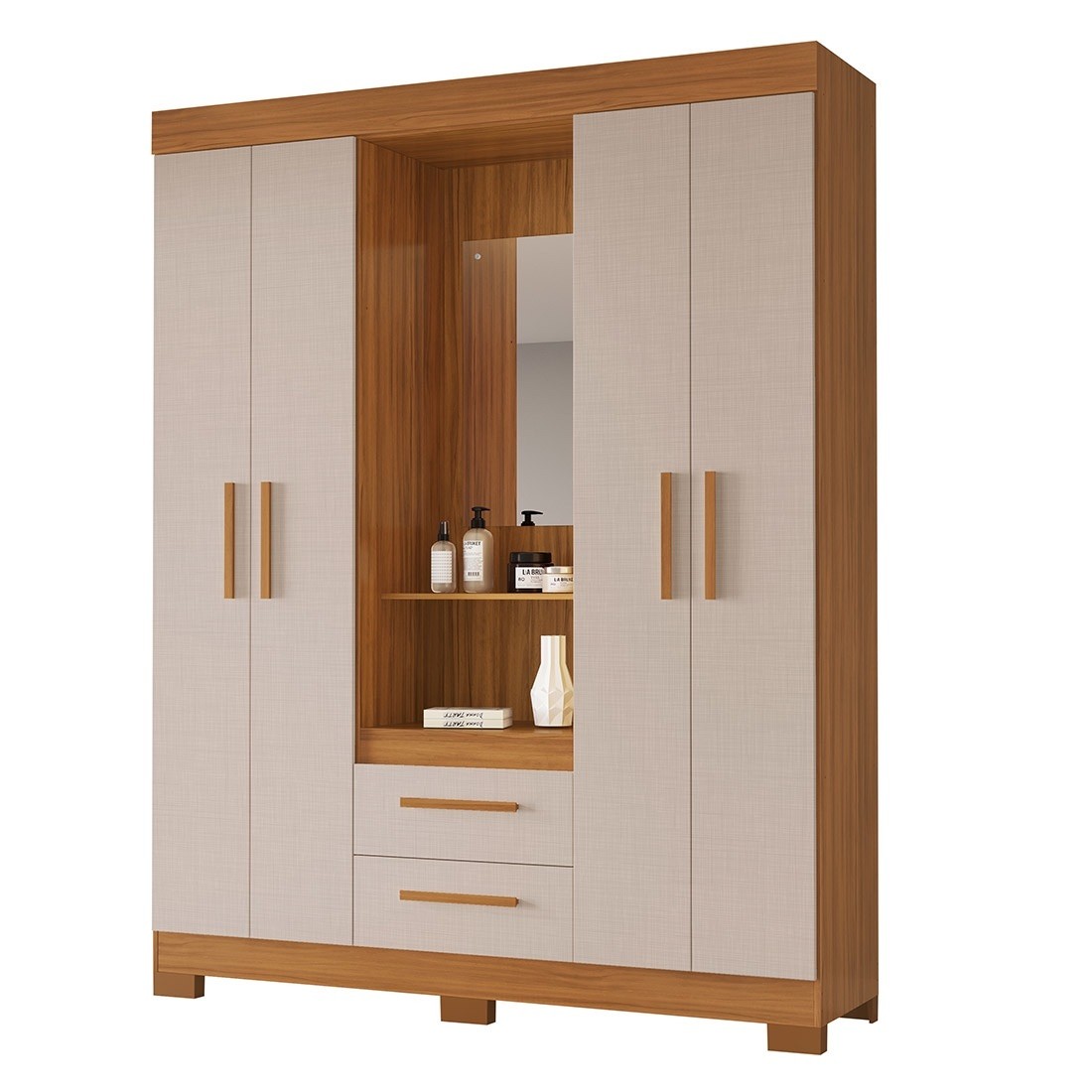 Guarda-roupa Solteiro NT6055 com Espelho 4 Portas Notável - Fre/Ofwh