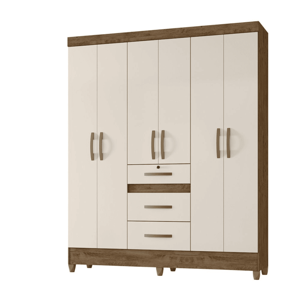 Guarda-Roupa Casal 6 Portas Itatiba Castanho/Off White Moval Guarda-Roupa Casal 6 Portas Itatiba Castanho/Off White Moval